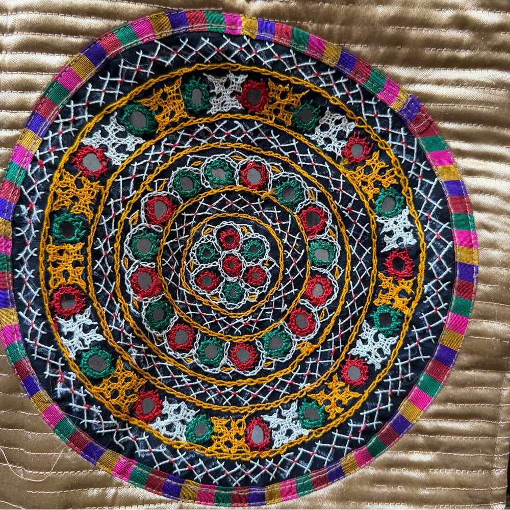 Handcrafted Purple and Gold Embroidered Tote Bag from India - Picture 2 of 6